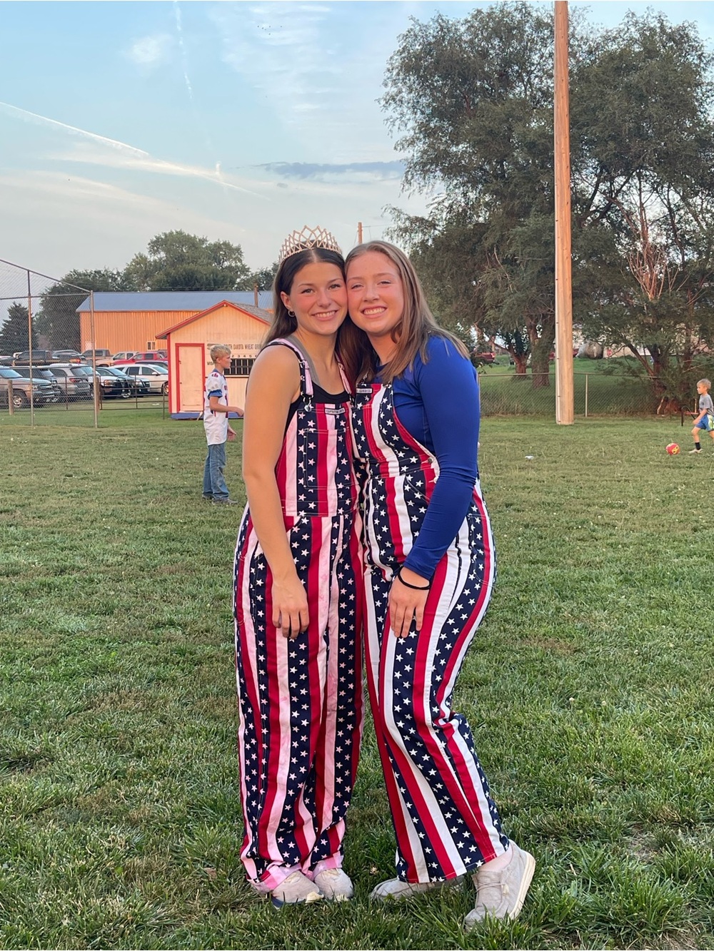 Women’s Patriotic Stripe & Star Jeans Overalls in Red, White & Blue